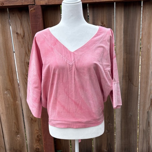 Maria Ospina - Carmen Blouse - Pink V-Neck Top - Picture 1 of 9